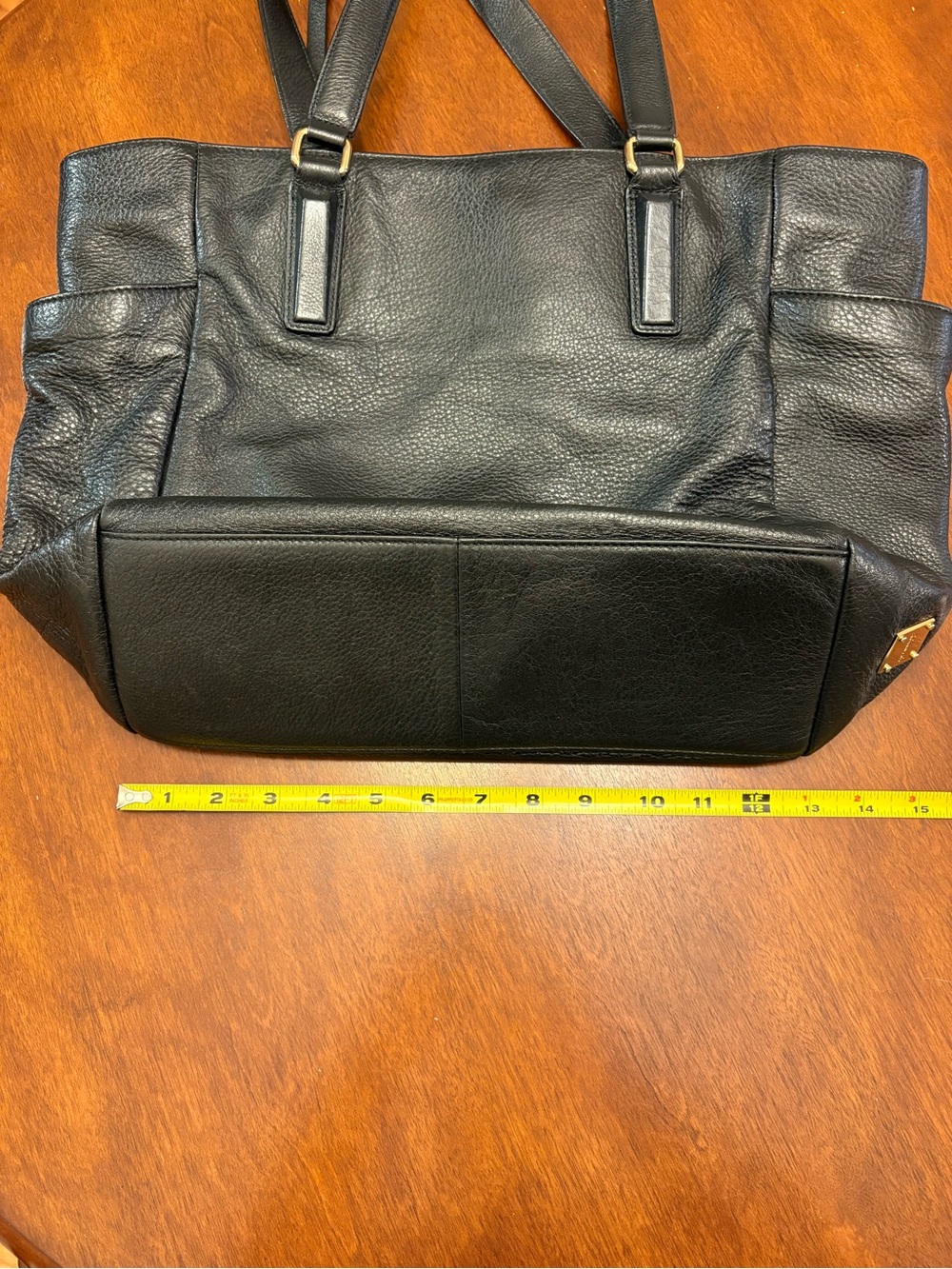 Kenneth Cole Black Leather Tote with Gold Hardware - Picture 12 of 14